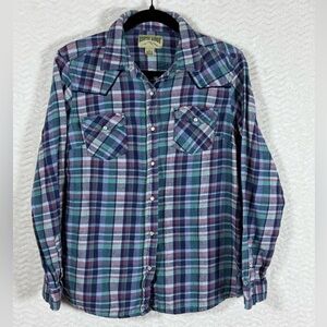 Rustic Ridge Men's Plaid Button-Down. 💯 Cotton. THE BACK so cool! Size large